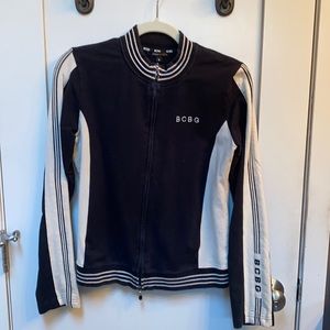 BCBG sweatshirt/double zip jacket. Black and White. Size M